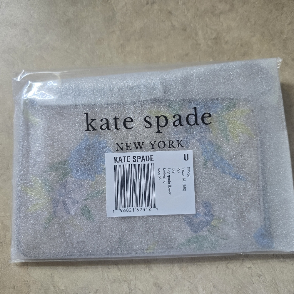 NWT Kate Spade - Lucy Spade Flower Floral Small L-zip Wristlet Clutch - Picture 4 of 7